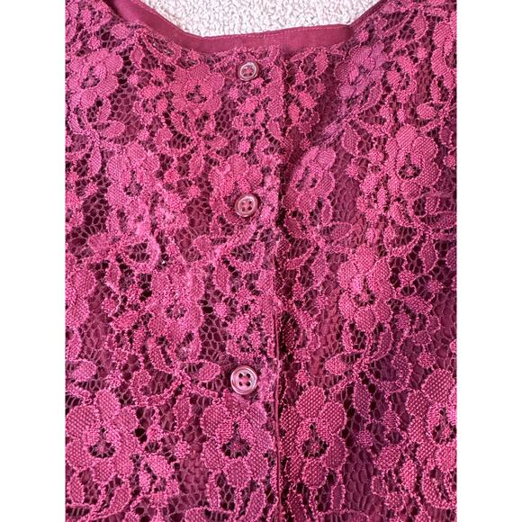 Carters Girls Dress Lace Velvet Burgundy Size 8 - Picture 4 of 7